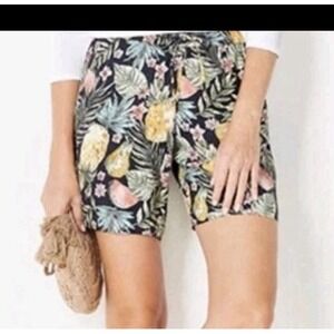 J. Jill Women's Rayon S Small Tropical Hand Drawn Fruit Print Shorts